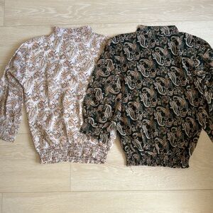 3/$10 Paisley Print Women's Tops White Green Bundle